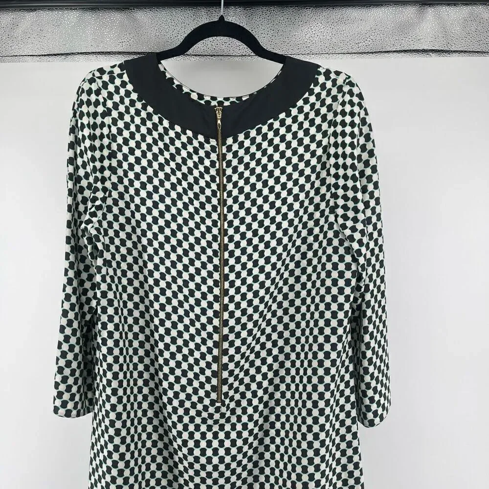 Kate Spade Kassia Women’s Geo Print Silk Quarter Length Shift Dress Large